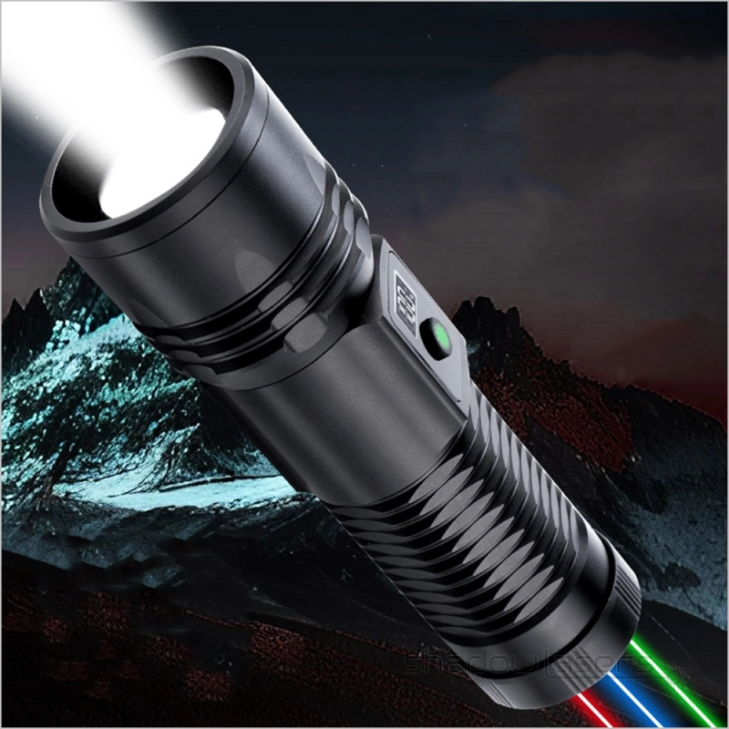 H6-BGR Telescopic Focus 40W 5 Models White Laser LED Flashlight&3 Color Laser Pointers