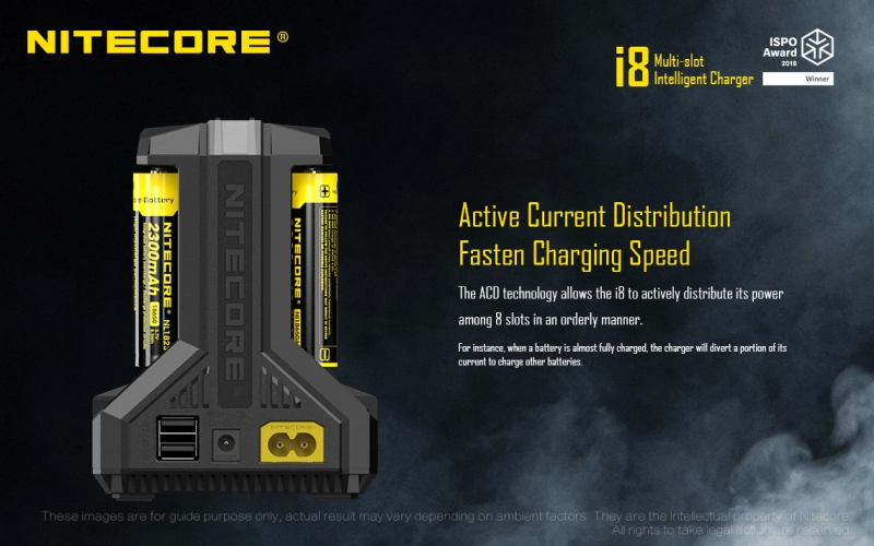 NITECORE I8 Intelli Charger For 18650 16340 26650 Li-ion & Ni-MH