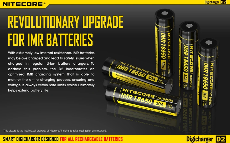 NITECORE D2 Digi Charger LED For 18650 16340 14500 26650 Li-ion & Ni-MH