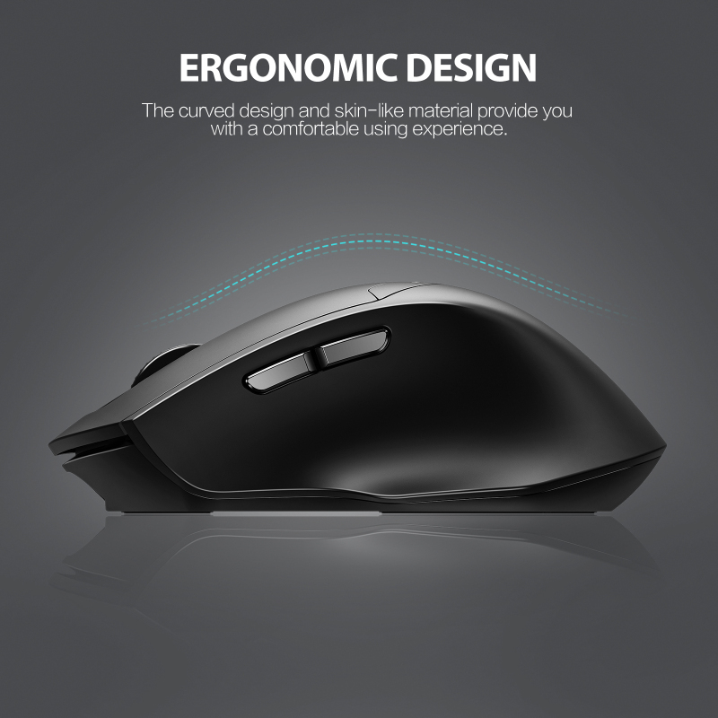 Bluetooth Mouse Rechargeable, Inphic 2.4G Wireless Mouse Silent, 3 Modes (Bluetooth 5.0/4.0+USB) Multi-Device Connection, Ergonomic Mouse for Laptop Desktop Mac Android Windows, Black