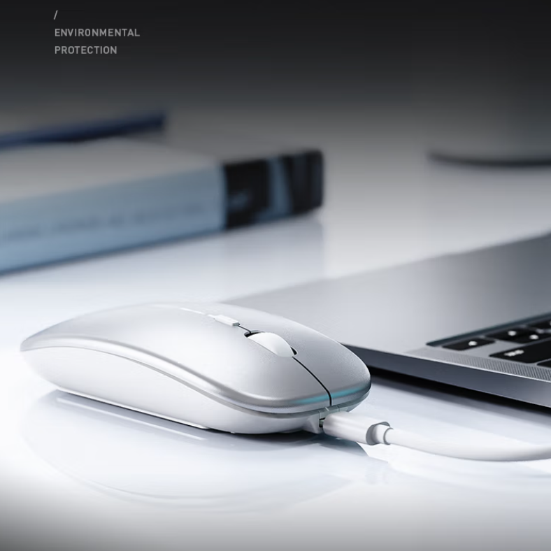 Bluetooth Mouse, INPHIC Multi-Device Slim Silent Rechargeable Bluetooth Wireless Mouse (Tri-Mode: BT 5.0/4.0+2.4G), 1600DPI Portable Mouse for iPad MacBook Laptop Android Tablet Windows PC, Silver