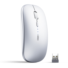 INPHIC M1PRO Bluetooth Mouse, INPHIC Multi-Device Slim Silent Rechargeable Bluetooth Wireless Mouse (Tri-Mode: BT 5.0/4.0+2.4G), 1600DPI Portable Mouse for iPad MacBook Laptop Android Tablet Windows PC, Silver