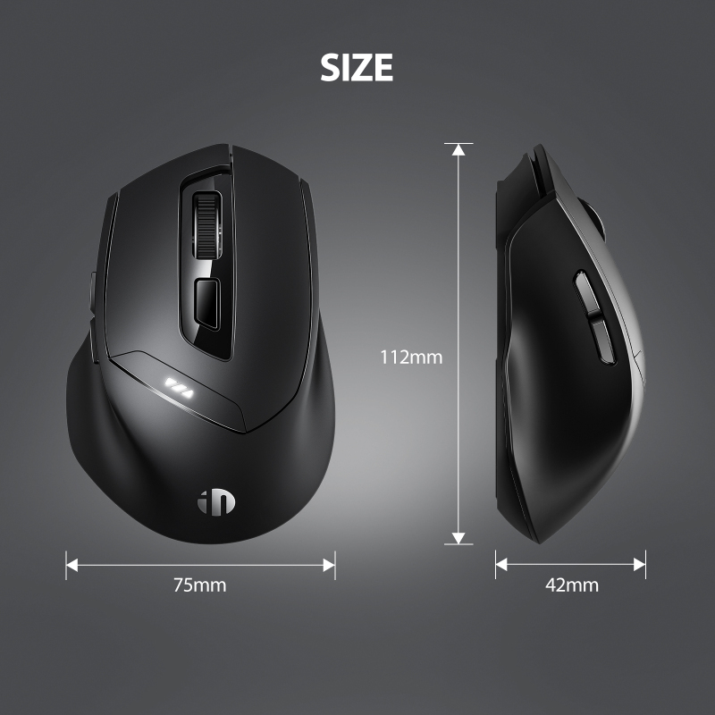 Bluetooth Mouse Rechargeable, Inphic 2.4G Wireless Mouse Silent, 3 Modes (Bluetooth 5.0/4.0+USB) Multi-Device Connection, Ergonomic Mouse for Laptop Desktop Mac Android Windows, Black