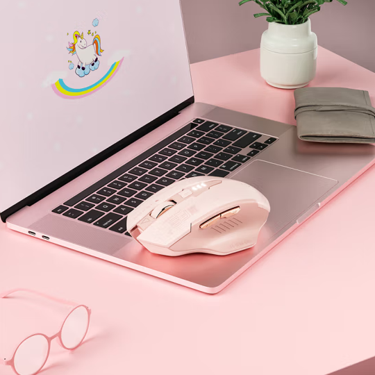 INPHIC Wireless Mouse Pink, 2.4G USB Rechargeable Wireless Mice Silent Click, Cute Portable Ergonomic Computer Cordless Mouse for Laptop Mac MacBook