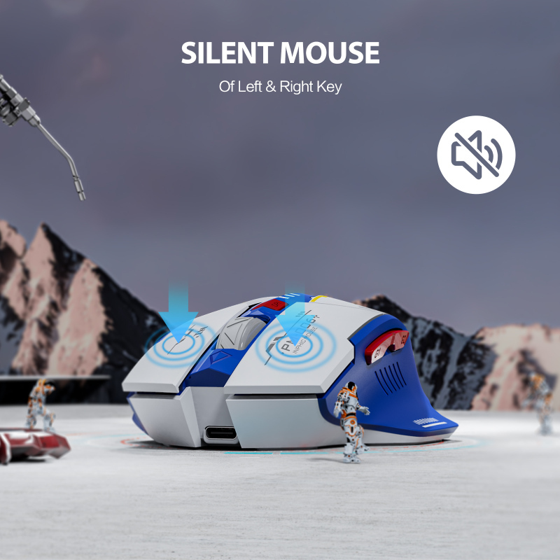 INPHIC Wireless Mouse, INPHIC Rechargeable Ergonomic Silent Mice with 2.4G USB Receiver Mecha Style Mouse Wireless for Laptop Computer Mac MacBook, Blue & White