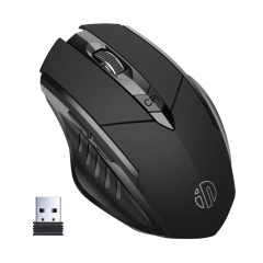 INPHIC PM6 Wireless Mouse Rechargeable, Inphic Ergonomic Silent Click USB 2.4G Cordless Mouse for Laptop PC Computer Tablets Windows Linux, 6 Buttons, 1600DPI 3 Adjustment Levels, Black