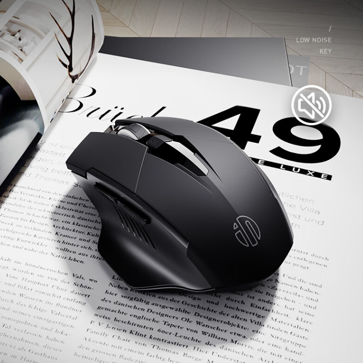 INPHIC Wireless Mouse 500mAh Large Ergonomic Rechargeable 2.4G Optical PC Laptop Cordless Mice with USB Nano Receiver, for Windows Computer Office, Black