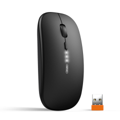 INPHIC M1P Wireless Mouse, [Upgraded], 2.4G Silent Rechargeable Computer Mice Wireless, Ultra Slim 1600 DPI USB Portable Mouse for Laptop PC Mac MacBook, Battery Level Visible, Black