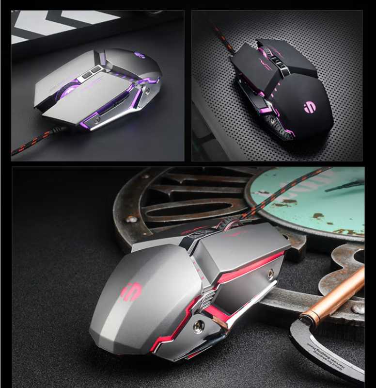 Inphic Gaming Mouse, Silent Click USB Optical Wired PC Laptop Computer Gaming Mouse 4800DPI Ergonomic Mice with 6 Programmable Buttons,4 DPI Adjustment, RGB Breathing LED