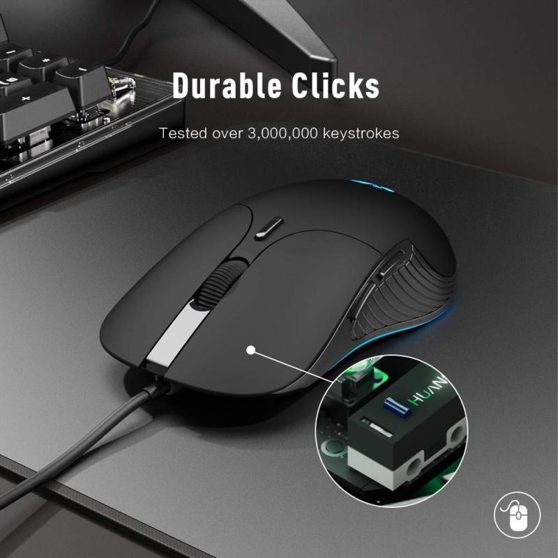 INPHIC Wired PC Mouse, USB Wired Mouse 3200DPI Adjustable & 6 Programmable Buttons, Silent Click, Optical Tracking, Ergonomic, Streamlined Mouse for PC Laptop Computer Working and Gaming