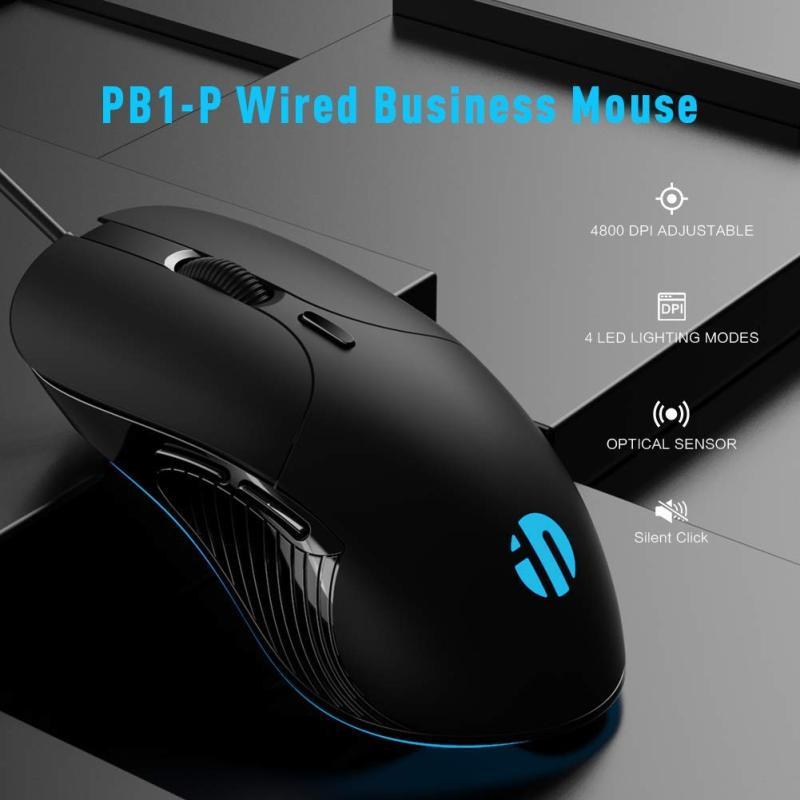 INPHIC Wired PC Mouse, USB Wired Mouse 3200DPI Adjustable & 6 Programmable Buttons, Silent Click, Optical Tracking, Ergonomic, Streamlined Mouse for PC Laptop Computer Working and Gaming