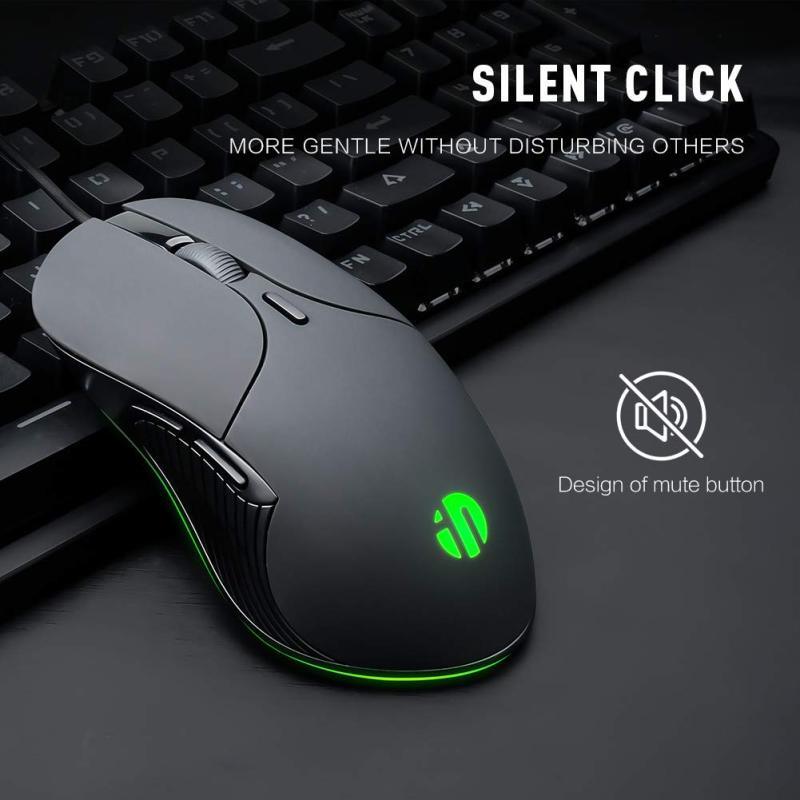 INPHIC Wired PC Mouse, USB Wired Mouse 3200DPI Adjustable & 6 Programmable Buttons, Silent Click, Optical Tracking, Ergonomic, Streamlined Mouse for PC Laptop Computer Working and Gaming