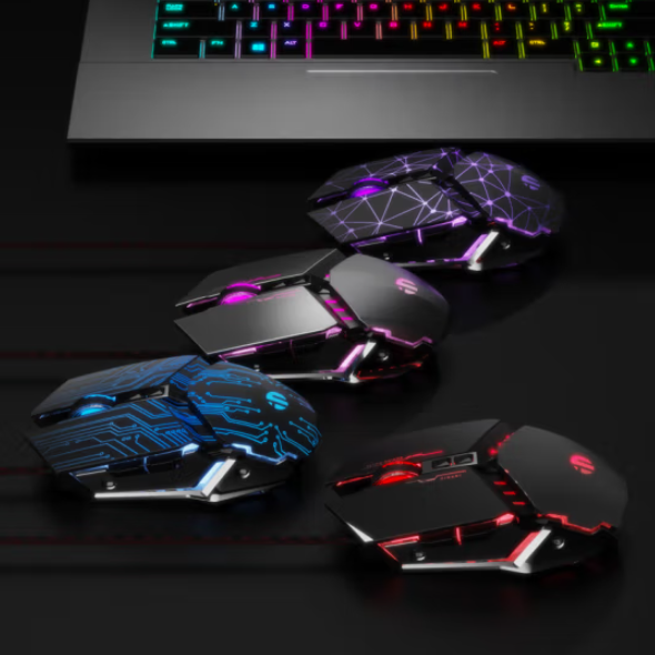 Inphic Gaming Mouse, Silent Click USB Optical Wired PC Laptop Computer Gaming Mouse 4800DPI Ergonomic Mice with 6 Programmable Buttons,4 DPI Adjustment, RGB Breathing LED