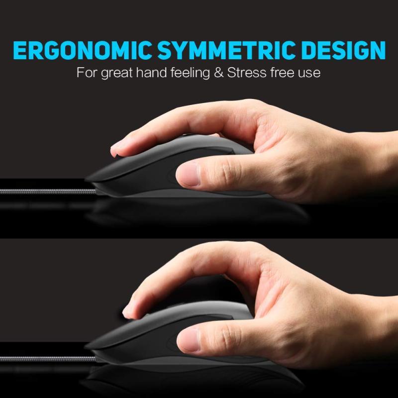 INPHIC Wired PC Mouse, USB Wired Mouse 3200DPI Adjustable & 6 Programmable Buttons, Silent Click, Optical Tracking, Ergonomic, Streamlined Mouse for PC Laptop Computer Working and Gaming