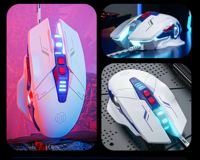 INPHIC Gaming Mouse, High Performance Wired Mouse 4000 DPI, 7 Programmable Buttons, Rechargeale&Audible button, On-Board Memory, Mouse Backlit for Office or Gamer