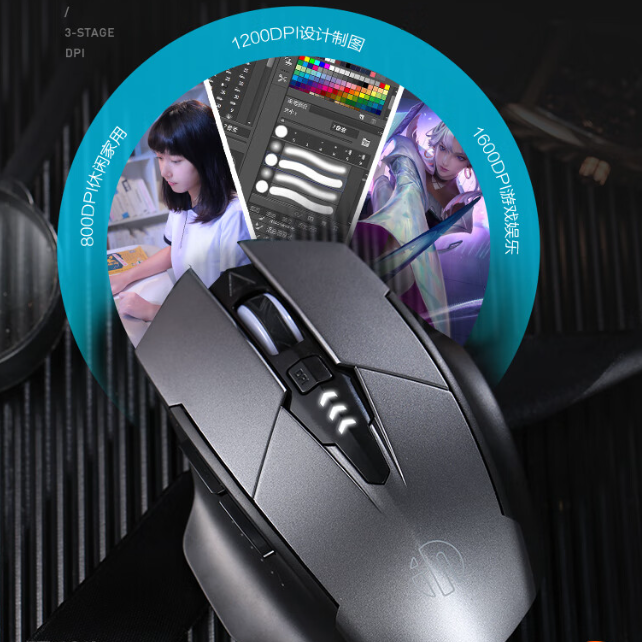 INPHIC Wireless Mouse, [Upgraded: Battery Level Visible] Large Ergonomic Rechargeable 2.4G Optical PC Laptop Cordless Mice with USB Nano Receiver, Grey