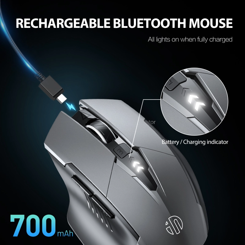 INPHIC PM6Pro Bluetooth Mouse [Upgraded: Battery Level Visible], Inphic  Rechargeable Wireless Mouse Multi-Device (Tri-Mode