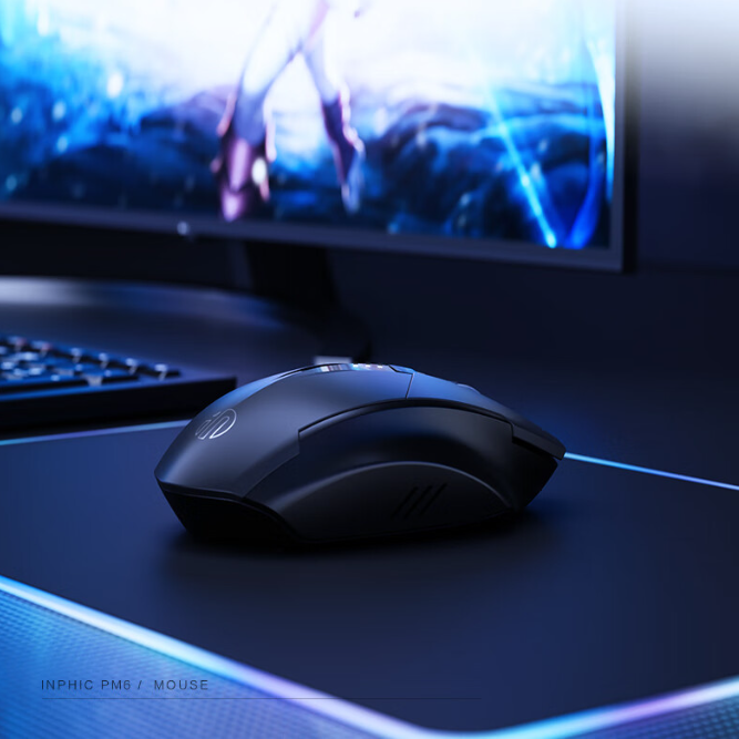INPHIC Wireless Mouse, [Upgraded: Battery Level Visible] Large Ergonomic Rechargeable 2.4G Optical PC Laptop Cordless Mice with USB Nano Receiver, Grey