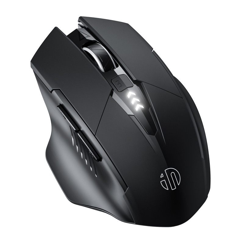 INPHIC Wireless Mouse, [Upgraded: Battery Level Visible] Large Ergonomic Rechargeable 2.4G Optical PC Laptop Cordless Mice with USB Nano Receiver, Black
