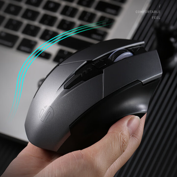 INPHIC Wireless Mouse, [Upgraded: Battery Level Visible] Large Ergonomic Rechargeable 2.4G Optical PC Laptop Cordless Mice with USB Nano Receiver, Grey