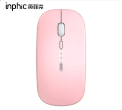 INPHIC M1P Wireless Mouse, [Upgraded], 2.4G Silent Rechargeable Computer Mice Wireless, Ultra Slim 1600 DPI USB Portable Mouse for Laptop PC Mac MacBook, Battery Level Visible, Pink