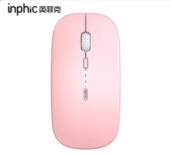 INPHIC M1P Wireless Mouse, [Upgraded], 2.4G Silent Rechargeable Computer Mice Wireless, Ultra Slim 1600 DPI USB Portable Mouse for Laptop PC Mac MacBook, Battery Level Visible, Pink