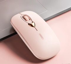 INPHIC Q8 Bluetooth Mouse, Rechargeable Ergonomic Silent Mice with Bluetooth 5.1/3.0 Connection, Wireless for Laptop Computer Mac MacBook, Millk Tea Pink