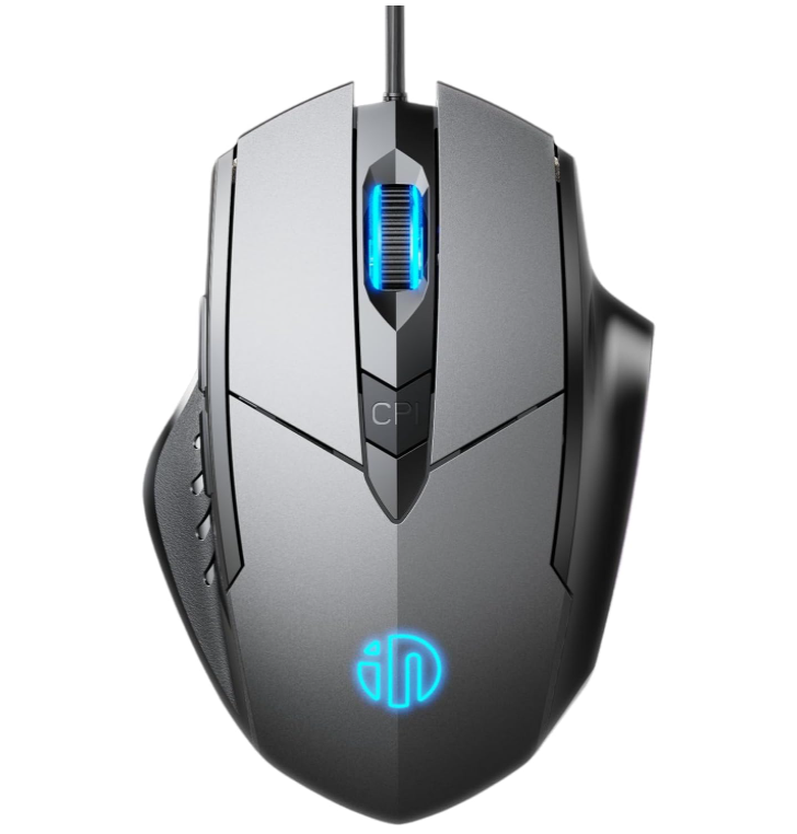 INPHIC W1 Wired Gaming Mouse, Silent Click and Programable, 3200DPI, 6-Button, Corded Mouse for PC Computer Laptop MacBook Office &amp; Game, Black