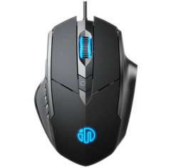 INPHIC W1 Wired Gaming Mouse, Silent Click and Programable, 3200DPI, 6-Button, Corded Mouse for PC Computer Laptop MacBook Office & Game, Black