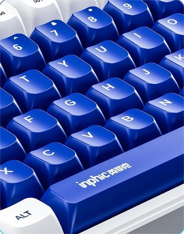 INPHIC K9 Ⅱ Computer Wired Keyboard, Full Size Keyboard with 87 Keys, Wired Gaming Luminous Metal Panel 26 Keys Punchless Mech Keyboard Adaptable to Desktop PCs, Laptops, White and Blue Mechs