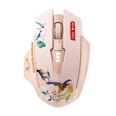 INPHIC A10-Pink Summer Palace Co-branded Model Wireless Bluetooth Mouse, Rechargeable Office/Game Mute Portable Tri-mode Mouse for PC Laptop ipad, Pink