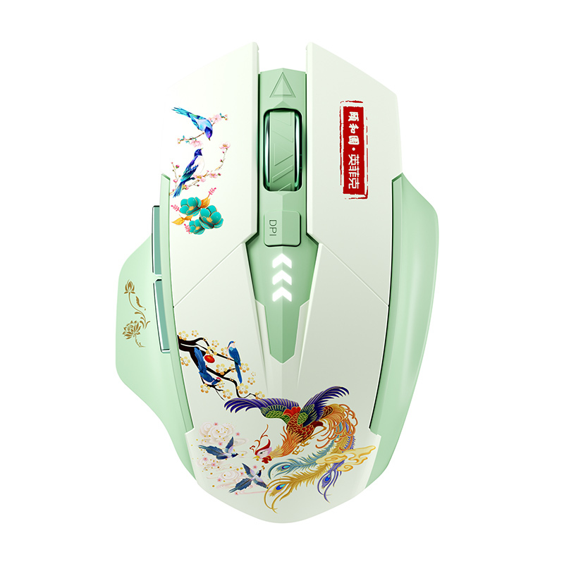 INPHIC A10-Cyan Summer Palace Co-branded Model Wireless Bluetooth Mouse, Rechargeable Office/Game Mute Portable Tri-mode Mouse for PC Laptop ipad, Cyan