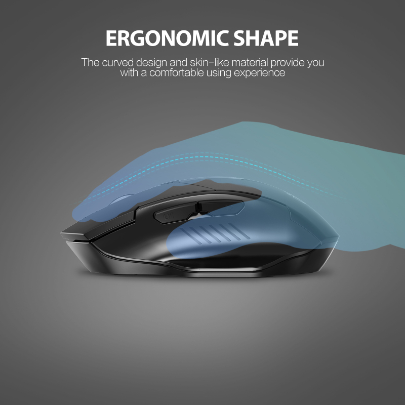 INPHIC F1 Wireless Mouse 500mAh Large Ergonomic Rechargeable 2.4G Optical PC Laptop Cordless Mice with USB Nano Receiver, for Windows Computer Office, Black