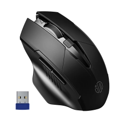 INPHIC F1 Wireless Mouse 500mAh Large Ergonomic Rechargeable 2.4G Optical PC Laptop Cordless Mice with USB Nano Receiver, for Windows Computer Office, Black