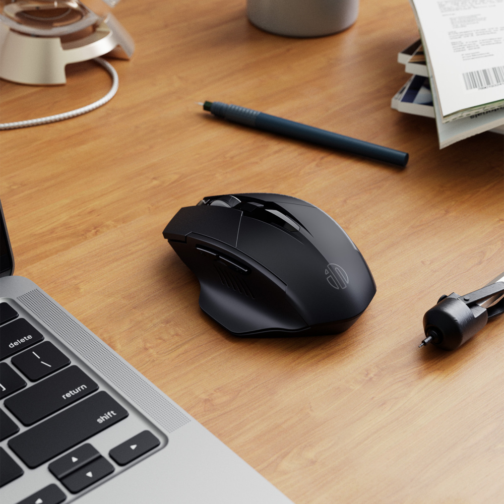 INPHIC F1 Wireless Mouse 500mAh Large Ergonomic Rechargeable 2.4G Optical PC Laptop Cordless Mice with USB Nano Receiver, for Windows Computer Office, Black