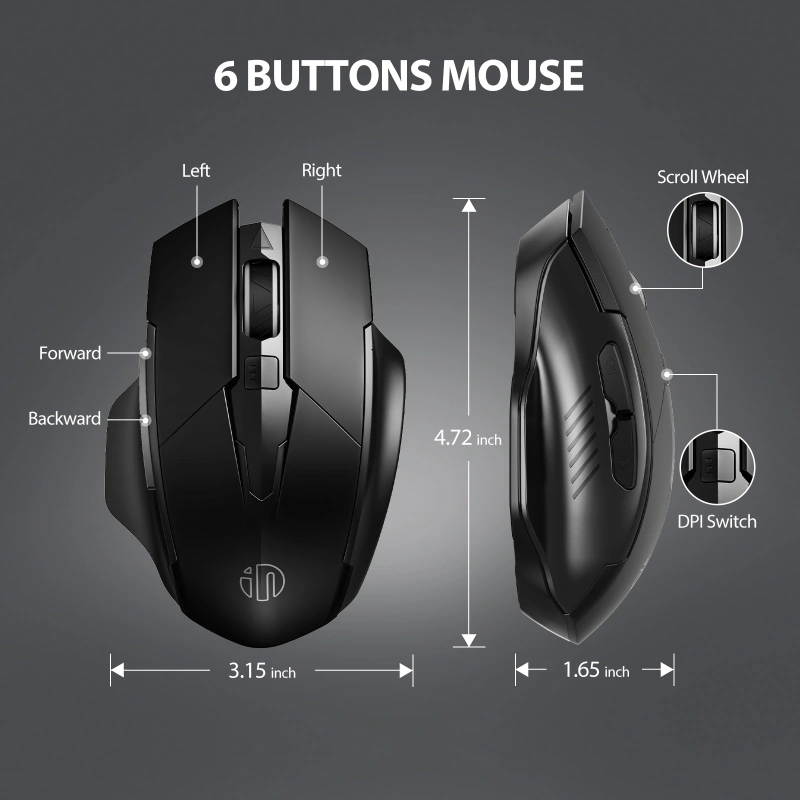 INPHIC F1 Wireless Mouse 500mAh Large Ergonomic Rechargeable 2.4G Optical  PC Laptop Cordless Mice with