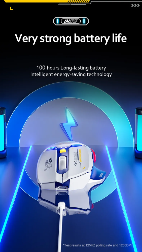 INPHIC IN9 Wired & Wireless Mouse Rechargeable RGB Lighting Gaming Mice 10000DPI 6 Buttons Programmable &Tri-mode Bluetooth Optical Sensor Mouse (type C wired/2.4GHz/Bluetooth5.0)