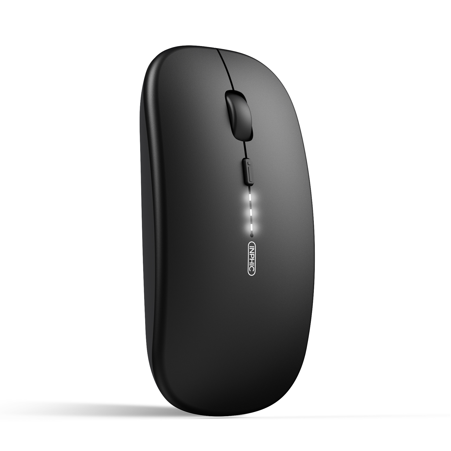 INPHIC M1PRO Bluetooth Mouse, INPHIC Multi-Device Slim Silent Rechargeable Bluetooth Wireless Mouse (Tri-Mode: BT 5.0/4.0+2.4G), 1600DPI Portable Mouse for iPad MacBook Laptop Android Tablet Windows PC, Black