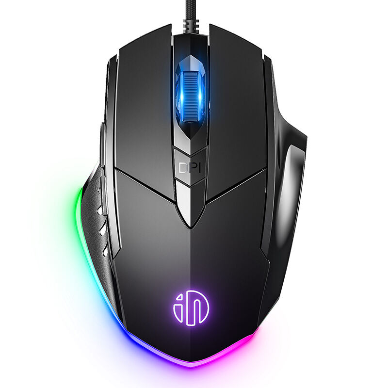 INPHIC W1Pro Gaming Mouse, High Performance Wired Mouse 7200 DPI, 6 Programmable Buttons, On-Board Memory, Mouse Backlit for Office or Gamer, Black