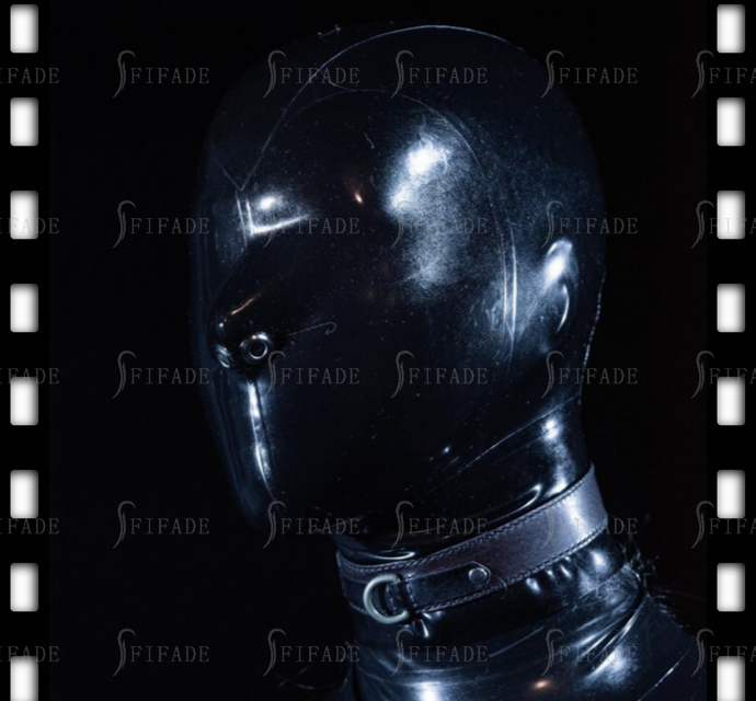 Latex Fetish Hoods Mask Full Face Cover Only Nose Small Metal Holes Customized 0.4MM