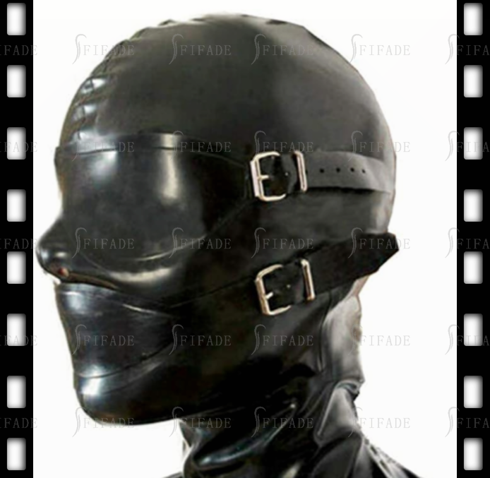 Latex Unisex Hoods Masks Mouth Condom detachable Eyes Cover BDSM Fetish Wear 0.4mm Customized