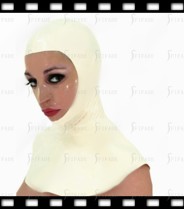 Latex Rubber Gummi Hoods Masks Nun Style Transparent Face White Color Customized 0.4MM