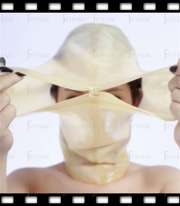 Latex Hoods Mask Fetish Wear Front Open Through Snap Closure Customized 0.4mm