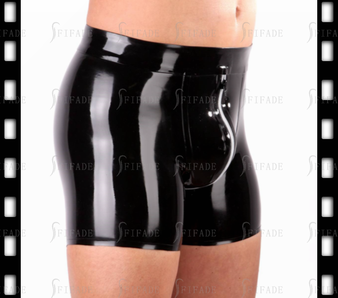 Latex Shorts for Men Crotch Zipper Boxers Cool Customized 0.4MM