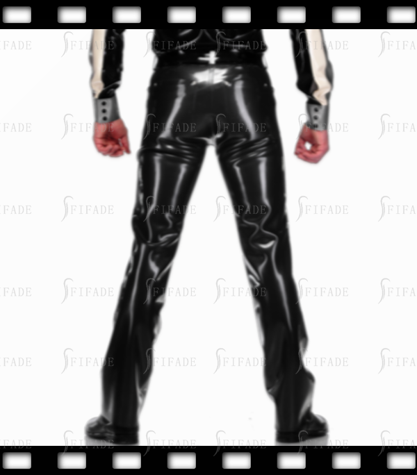 Latex Trousers Male Pants Front 2 Trims Clubwear Sexy Cool Causal Customized 0.4mm