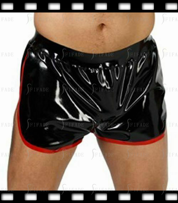 Latex Unisext Sports Shorts Black with Red Trims Customized 0.4mm