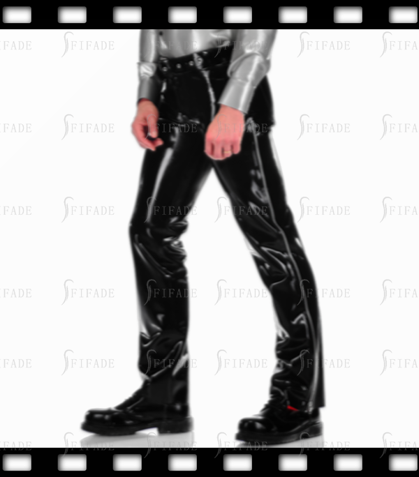 Latex Catsuit Trousers Male's Pants Side Long Zip Open & Hidden Style Customized XS-XXXL 0.4mm