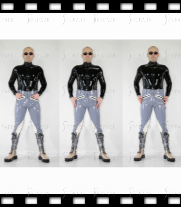 Latex Jeans for Men Gummi Breech Equestrian Pants Front Pockets Customize 0.4mm