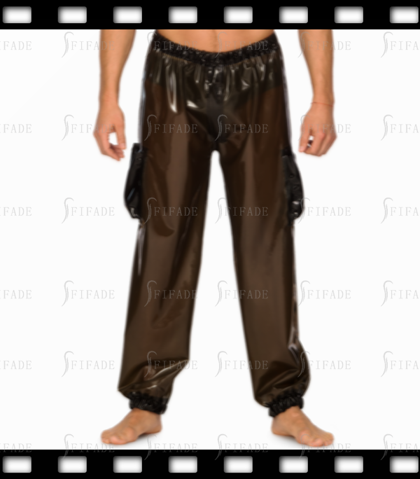 Latex Men's Trousers Male's Loose Pants Side 3D Pocket Customize XS-XXXL 0.4mm
