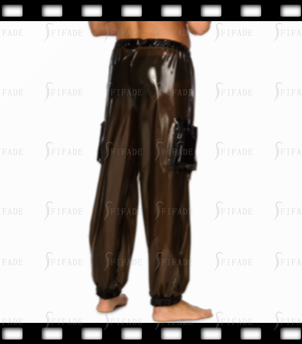 Latex Men's Trousers Male's Loose Pants Side 3D Pocket Customize XS-XXXL 0.4mm